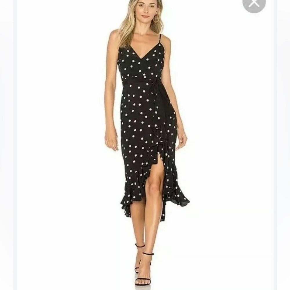 Lovers and Friends Black Bridget midi midnight polka dot dress